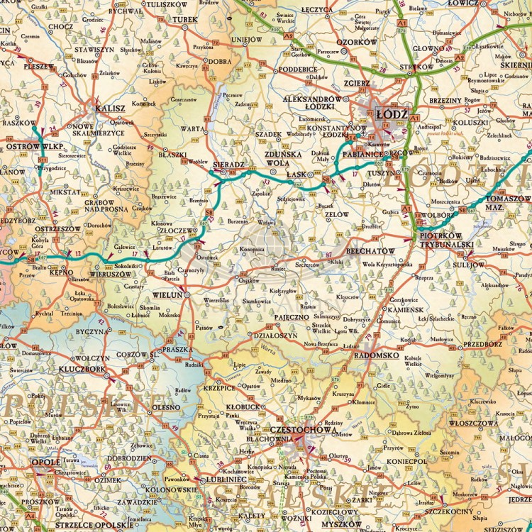 Polska 1:750 000. Mapa ścienna stylizowana. Fragment 2