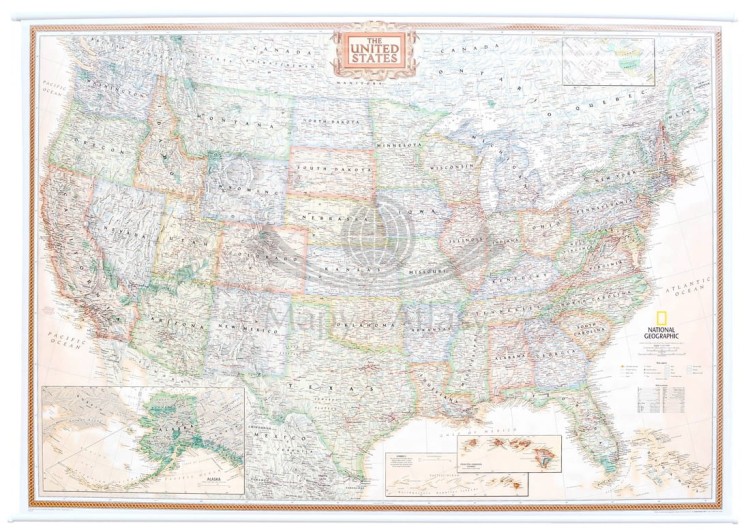 Stany Zjednoczone / USA. Mapa ścienna ekskluzywna. Wydawnictwo: National Geographic