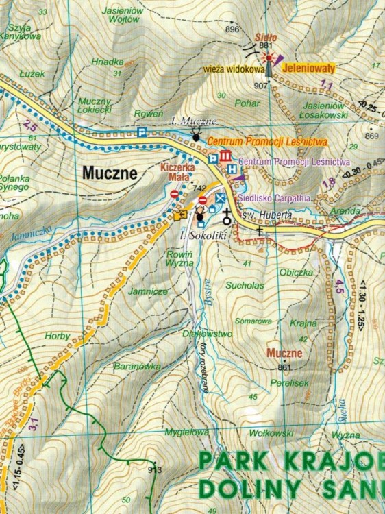 Bieszczady - Worek Bieszczadzki 1:25 000. Mapa turystyczna wydawnictwa Galileos. Fragment 1