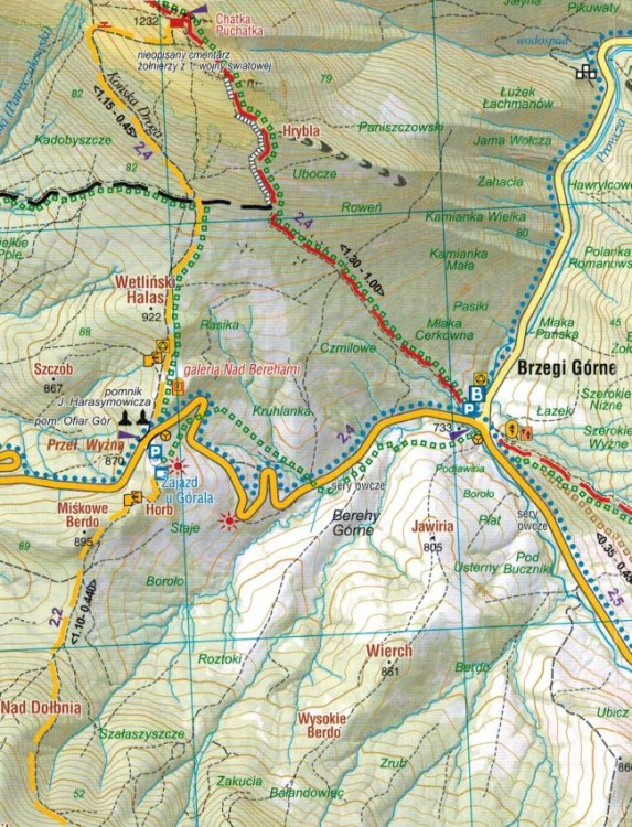 Bieszczady - połoniny 1:25 000. Mapa turystyczna wydawnictwa Galileos. Fragment 2