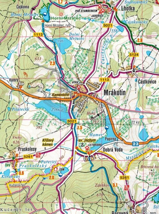 Dacicko, okolice Telcza / Dacicko, okoli Telce. Mapa turystyczna 447 wydawnictwa Shocart. Fragment 1