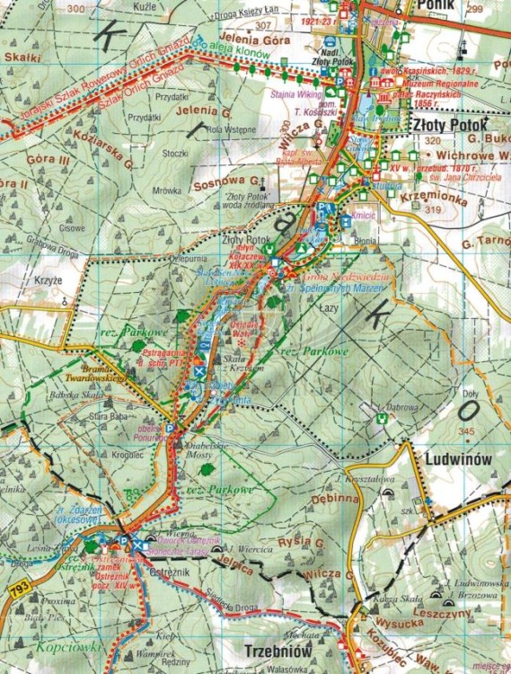 Jura Krakowsko-Częstochowska 1:50 000. Mapa turystyczna wydawnictwa Compass. Fragment 1