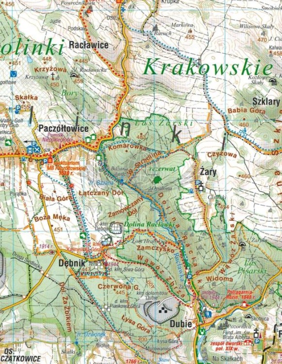 Jura Krakowsko-Częstochowska 1:50 000. Mapa turystyczna wydawnictwa Compass. Fragment 2