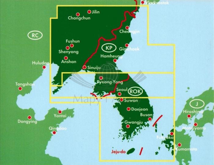 Korea Północna i Południowa 1:800 000. Mapa samochodowo-turystyczna wydawnictwa Freytag & Berndt. Zasięg
