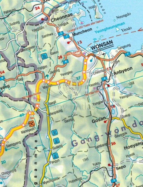 Korea Północna i Południowa 1:800 000. Mapa samochodowo-turystyczna wydawnictwa Freytag & Berndt. Fragment 2