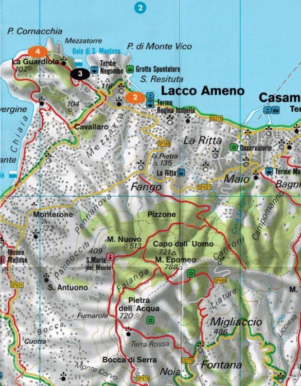Capri, Ischia. Laminowana mapa samochodowa wydawnictwa Freytag & Berndt. Fragment 1