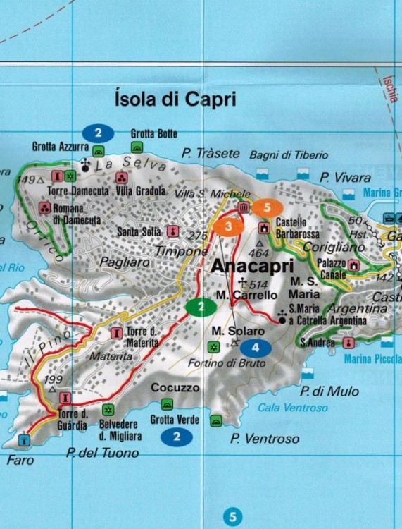 Capri, Ischia. Laminowana mapa samochodowa wydawnictwa Freytag & Berndt. Fragment 2
