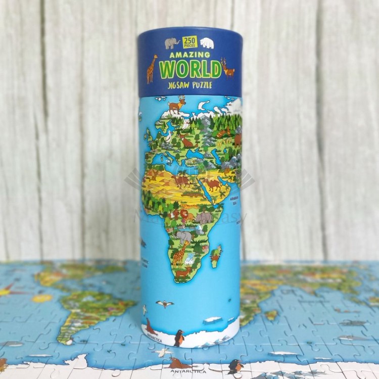 Świat. Puzzle Jigsaw w tubie. 250 elementów