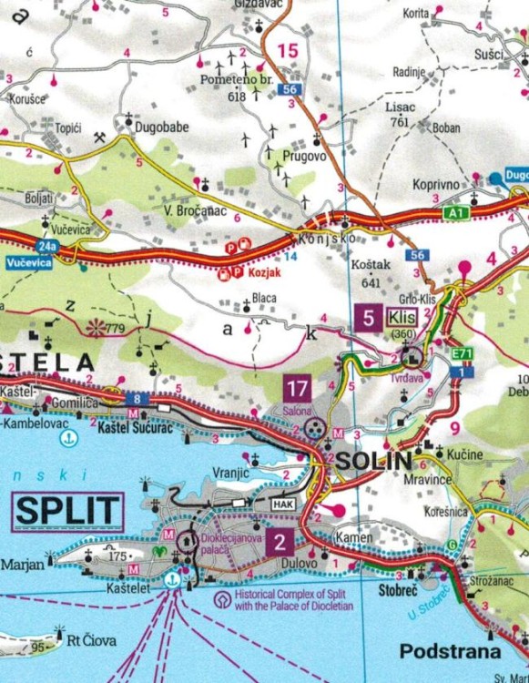 Chorwacja Północna i Południowa 1:200 000. Mapa samochodowo-turystyczna wydawnictwa Freytag & Berndt. Fragment 3