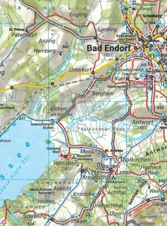 Chiemsee, Simssee, Marquartstein, Traunstein. Wodoodporna mapa turystyczna WKD 5203 wydawnictwa Freytag & Berndt. Fragment 1