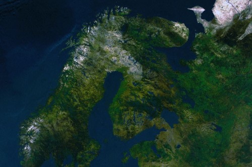 Europa. Mapa ścienna satelitarna, fizyczna. Panorama. Fragment 1