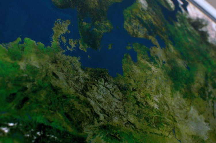 Europa. Mapa ścienna satelitarna, fizyczna. Panorama. Fragment 5