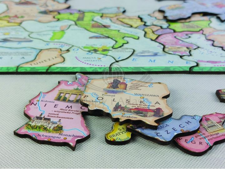 Europa - państwa. Mapa polityczna. Puzzle 70 elementów. Demart