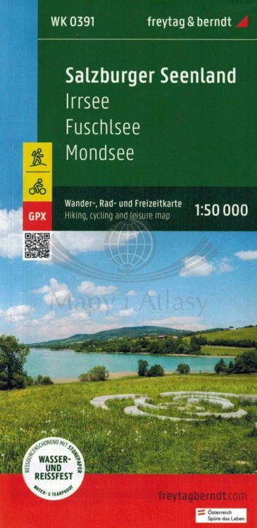 Salzburger Seenland, Irrsee, Fuschlsee, Mondsee. Wodoodporna mapa turystyczna WK 0391 wydawnictwa Freytag & Berndt. Okładka