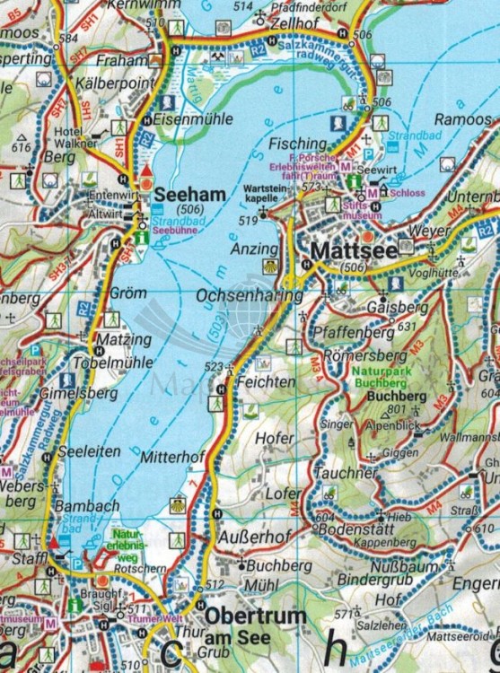 Salzburger Seenland, Irrsee, Fuschlsee, Mondsee. Wodoodporna mapa turystyczna WK 0391 wydawnictwa Freytag & Berndt. Fragment 1