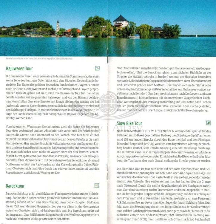 Salzburger Seenland, Irrsee, Fuschlsee, Mondsee. Wodoodporna mapa turystyczna WK 0391 wydawnictwa Freytag & Berndt. Mini przewodnik - przykładowe strony