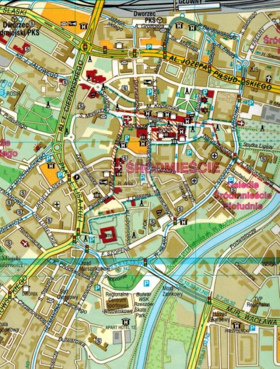 Rzeszów +3. Biecz, Jasło, Krosno. Laminowana mapa / Plan miasta wydawnictwa Demart. Fragment 1