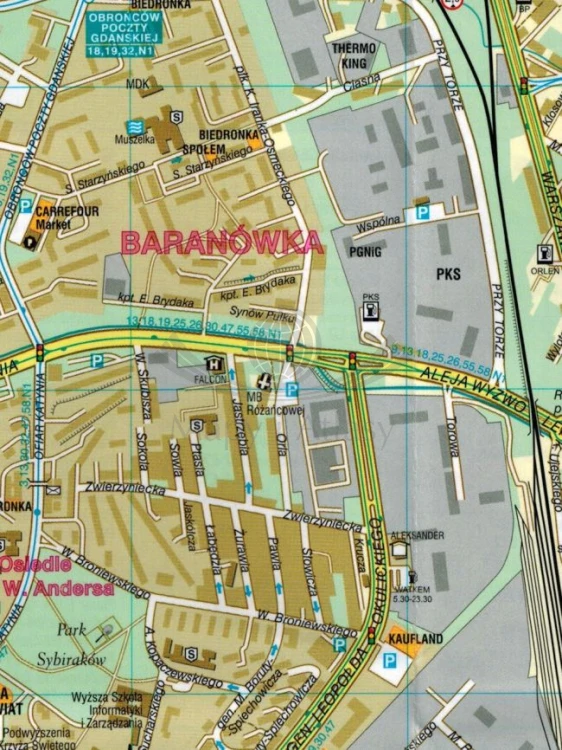 Rzeszów +3. Biecz, Jasło, Krosno. Laminowana mapa / Plan miasta wydawnictwa Demart. Fragment 2