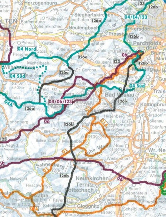 Österreichische Weitwanderwege / Austriackie: szlaki długodystansowe. Wodoodporna mapa turystyczna OEWW wydawnictwa Freytag & Berndt. Fragment 2