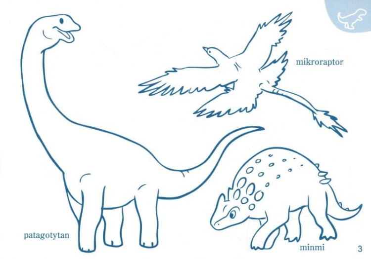 Dinozaury. Kolorowanka dla dzieci. Przykładowa strona 1