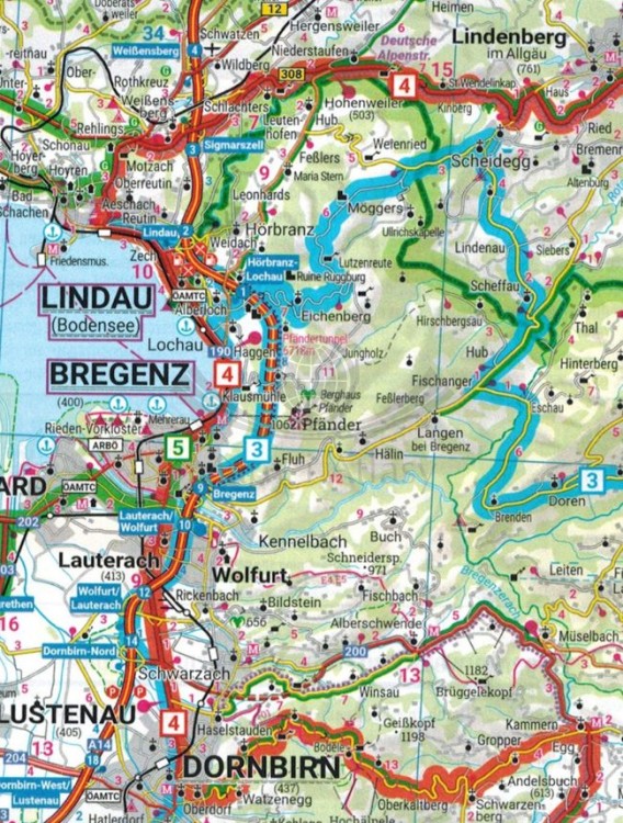 Jezioro Bodeńskie / Bodensee. Wodoodporna mapa motocyklowo-turystyczna MK 0411 wydawnictwa Freytag & Berndt. Fragment 1