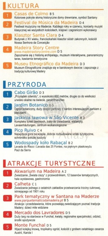 Madera 1:75 000. Wodoodporna mapa samochodowo-turystyczna wydawnictwa Freytag & Berndt. Informator - fragment