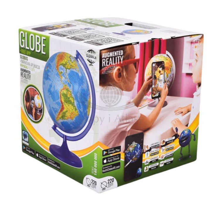 Globus fizyczny 22 cm + aplikacja. Opakowanie