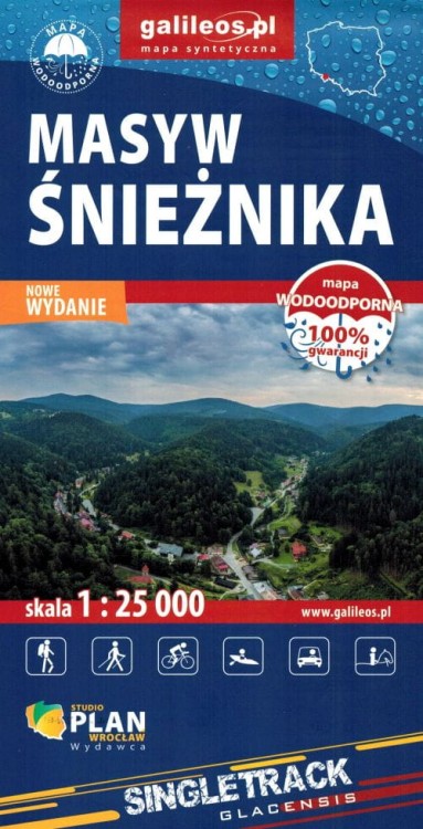 Masyw Śnieżnika, Góry Złote i Bialskie 1:25 000. Wodoodporna mapa turystyczna wydawnictwa Galileos. Okładka