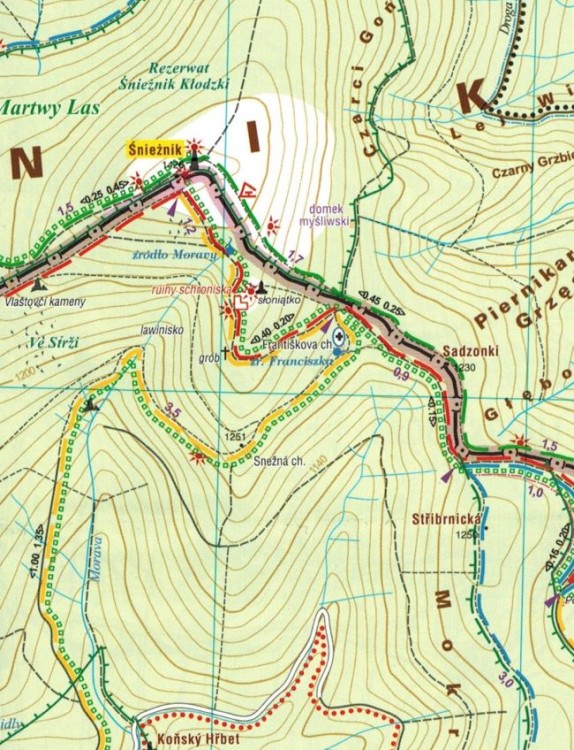 Masyw Śnieżnika, Góry Złote i Bialskie 1:25 000. Wodoodporna mapa turystyczna wydawnictwa Galileos. Fragment 1