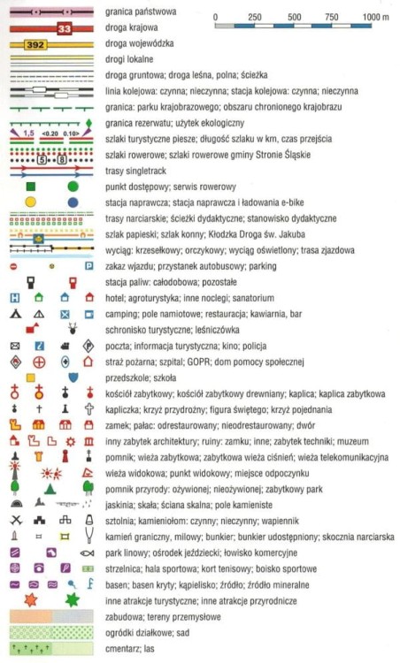 Masyw Śnieżnika, Góry Złote i Bialskie 1:25 000. Wodoodporna mapa turystyczna wydawnictwa Galileos. Legenda