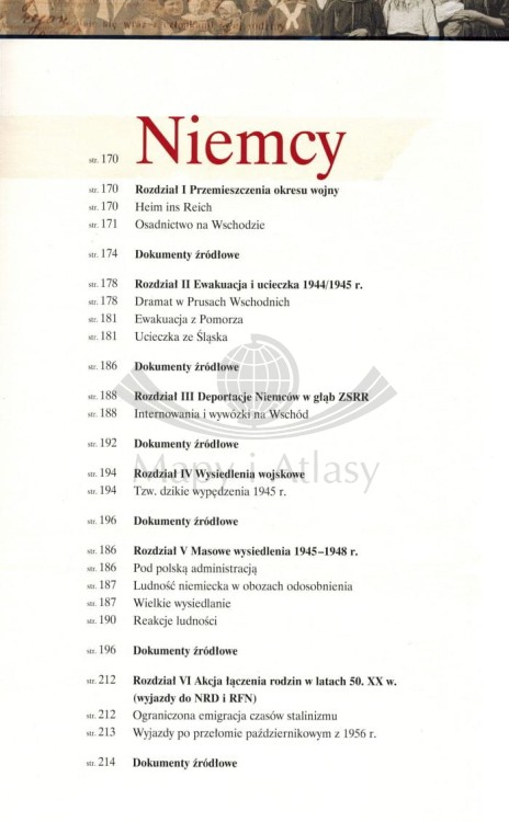 Wysiedlenia, wypędzenia i ucieczki 1939-1959. Atlas ziem Polski wydawnictwa Demart. Spis treści 4