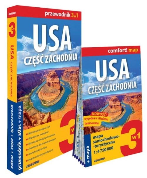 USA / Stany Zjednoczone cz. zachodnia 3 w 1. Przewodnik, atlas, mapa wydawnictwa ExpressMap. Okładka
