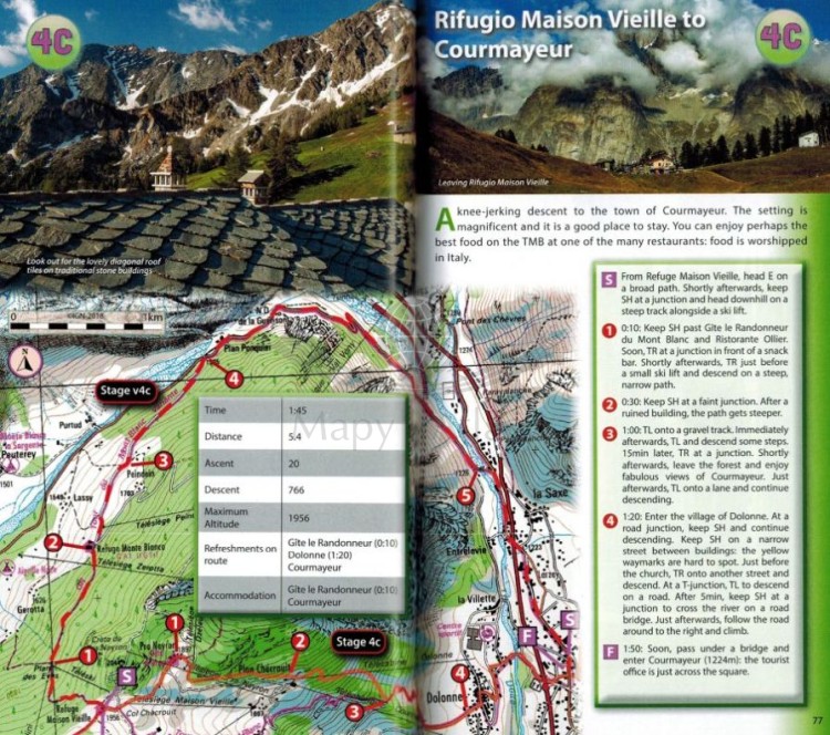Tour du Mont Blanc. Przewodnik wydawnictwa IGN. Przykładowe strony 3