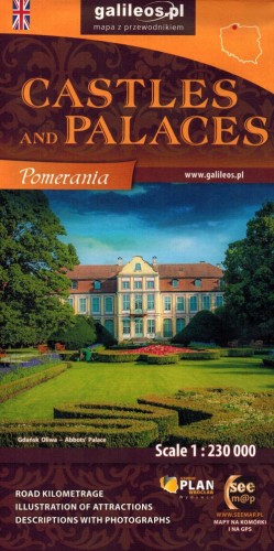 Województwo pomorskie. Zamki i pałace. Mapa samochodowo-turystyczna. Wersja angielska wydawnictwa Galileos. Okładka