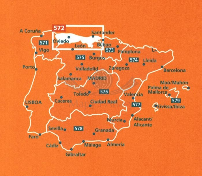 Hiszpania północno-zachodnia. Mapa samochodowa 572 wydawnictwa Michelin. Zasięg