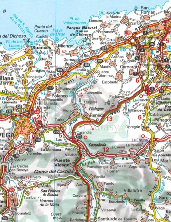 Hiszpania północno-zachodnia. Mapa samochodowa 572 wydawnictwa Michelin. Fragment 2