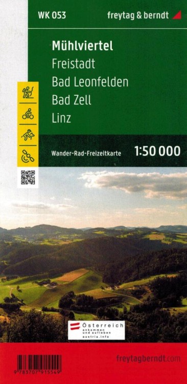 Północne okolice Linz / Muhlviertel, Freistadt, Bad Leonfelden i Zell. Mapa turystyczna WK 053 wydawnictwa Freytag & Berndt. Okładka