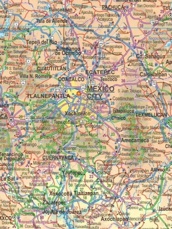 Meksyk 1:2 000 000. Wodoodporna mapa samochodowa wydawnictwa ITMB. Fragment 1