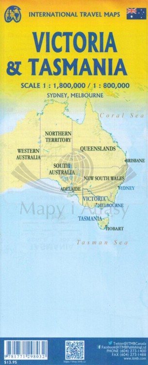 Tasmania i Victoria. Mapa samochodowo-turystyczna wydawnictwa ITMB. Okładka 2