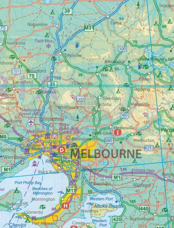 Tasmania i Victoria. Mapa samochodowo-turystyczna wydawnictwa ITMB. Fragment 1