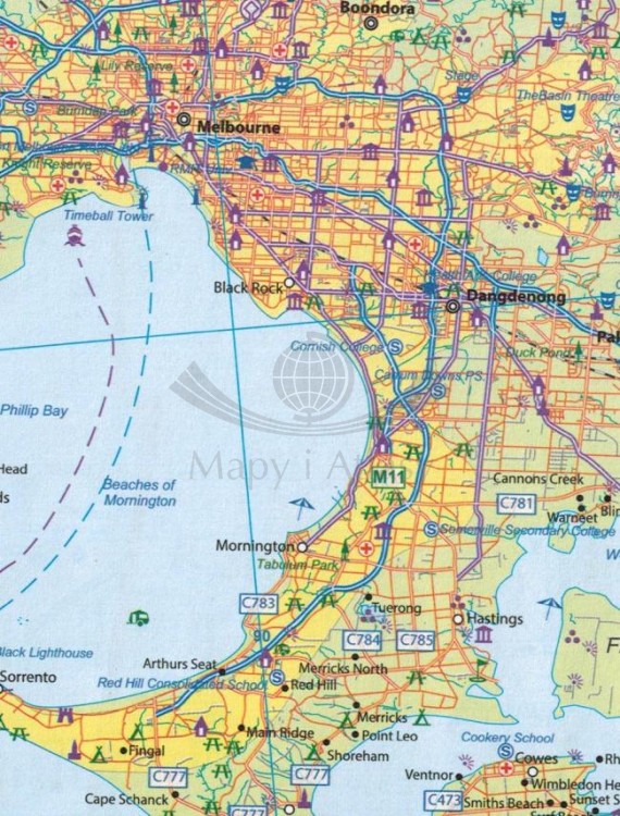 Tasmania i Victoria. Mapa samochodowo-turystyczna wydawnictwa ITMB. Fragment 2