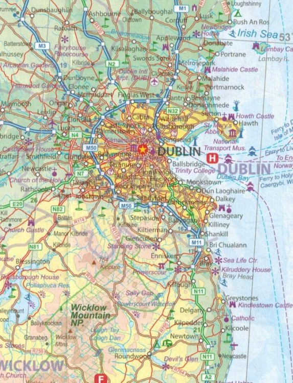 Dublin i Irlandia. Mapa samochodowo-turystyczna wydawnictwa ITMB. Fragment 1