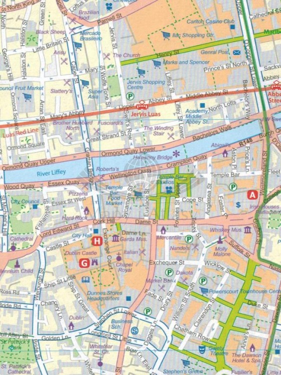 Dublin i Irlandia. Mapa samochodowo-turystyczna wydawnictwa ITMB. Fragment 3