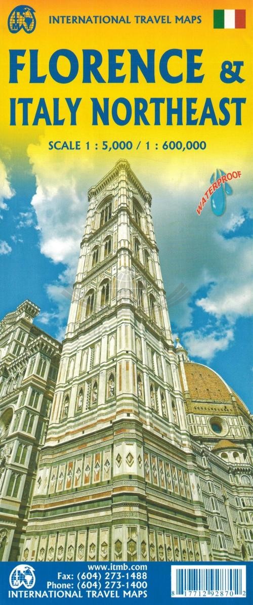 Florencja i Włochy północno-wschodnie. Wodoodporna mapa samochodowo-turystyczna / Plan miasta. ITMB