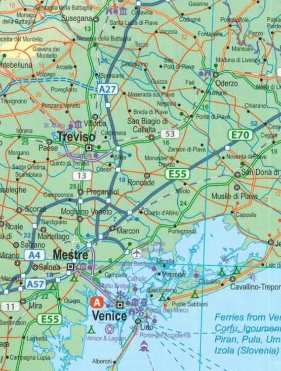 Florencja i Włochy północno-wschodnie. Wodoodporna mapa samochodowo-turystyczna / Plan miasta wydawnictwa ITMB. Fragment 2