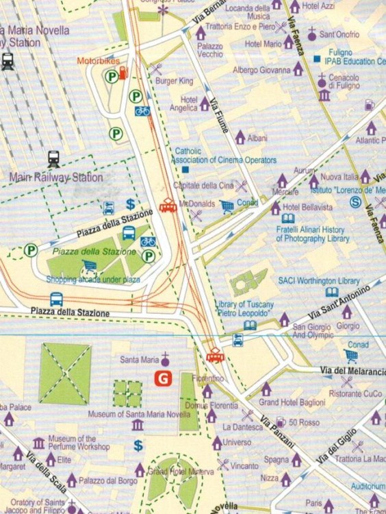 Florencja i Włochy północno-wschodnie. Wodoodporna mapa samochodowo-turystyczna / Plan miasta wydawnictwa ITMB. Fragment 3