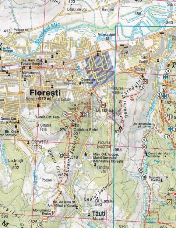Masivul Feleacu / Masyw Feleacu 1:45 000. Mapa turystyczna MN28 wydawnictwa Schubert & Franzke. Fragment 2