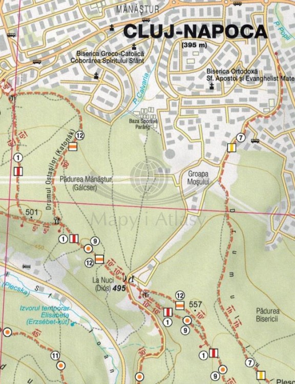 Masivul Feleacu / Masyw Feleacu 1:45 000. Mapa turystyczna MN28 wydawnictwa Schubert & Franzke. Fragment 3