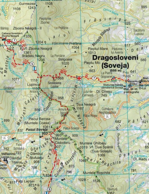 Vrancei / Góry Vrancei 1:65 000. Mapa turystyczna MN29 wydawnictwa Schubert & Franzke. Fragment 1