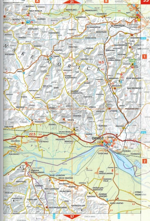 Słowenia 1:75 000. Atlas samochodowo-turystyczny wydawnictwa Kartografija. Przykładowe strony 1